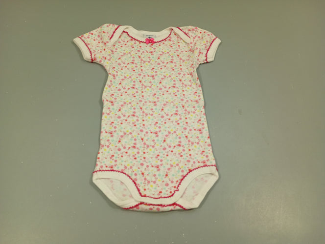 Body m.c à fleurs paslel , noeud rose, moins cher chez Petit Kiwi