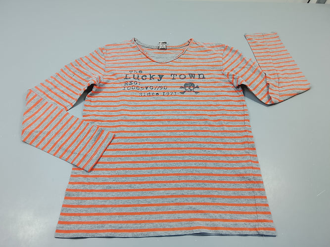 T-shirt m.l gris flammé rayé orange clair" the lucky town,,,", moins cher chez Petit Kiwi
