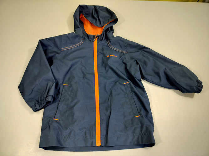 Veste  zippée  style coupe-vent à capuche bleu marine , orange, moins cher chez Petit Kiwi
