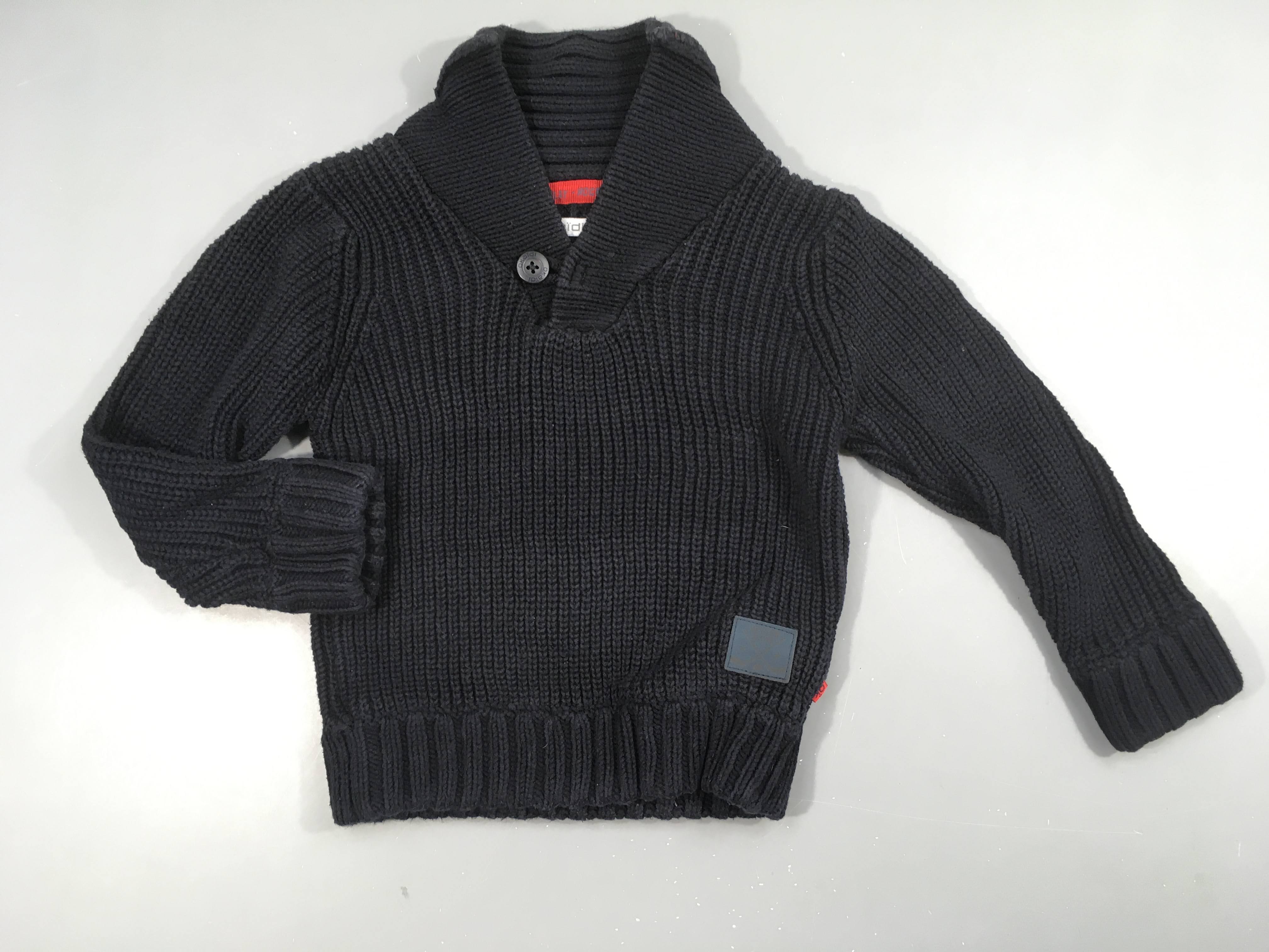 Pull mailles bleu foncé col châle