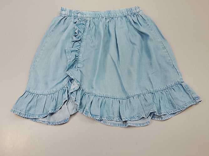 Jupe bleu denim, froufrou, moins cher chez Petit Kiwi
