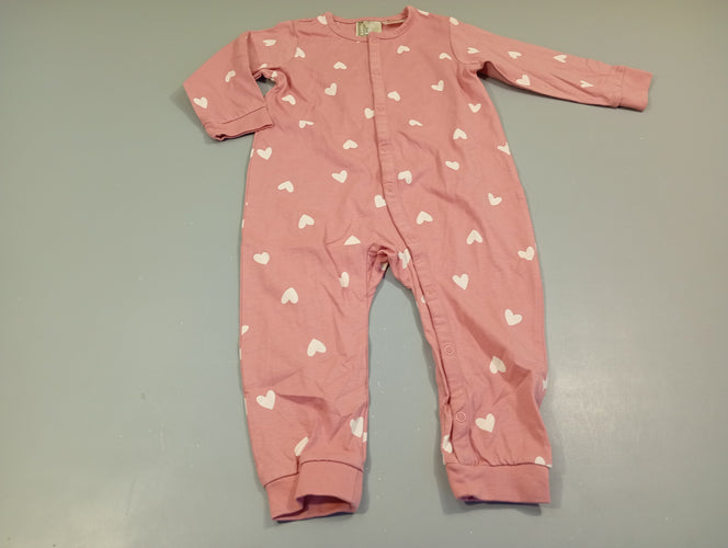 Pyjama jersey rose coeurs blancs, moins cher chez Petit Kiwi