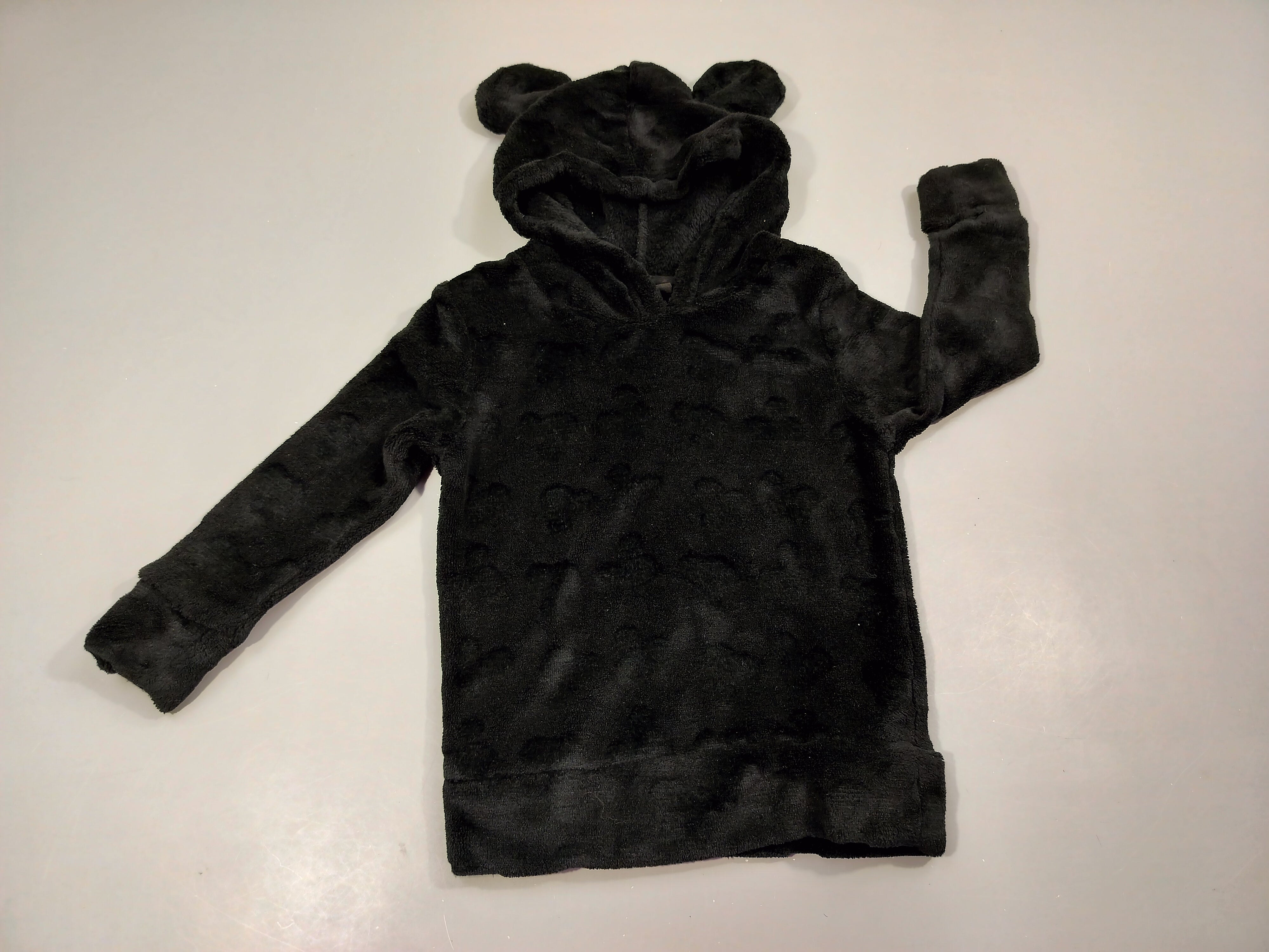 Pull à capuche velours noirs, texturé, têtes de Mikey 100% polyester