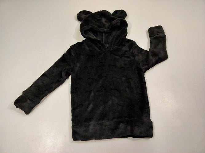 Pull à capuche velours noirs, texturé, têtes de Mikey 100% polyester, moins cher chez Petit Kiwi
