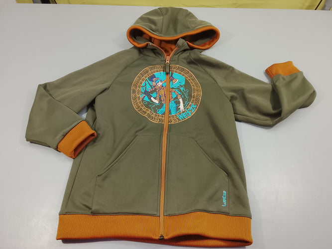 Gilet veste Wed'ze zippé à capuche kakai, brun, motif aventrier, moins cher chez Petit Kiwi