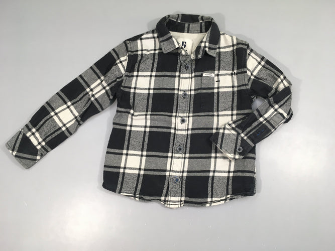 Chemise m.l flanelle carreaux blanc/bleu foncé, moins cher chez Petit Kiwi