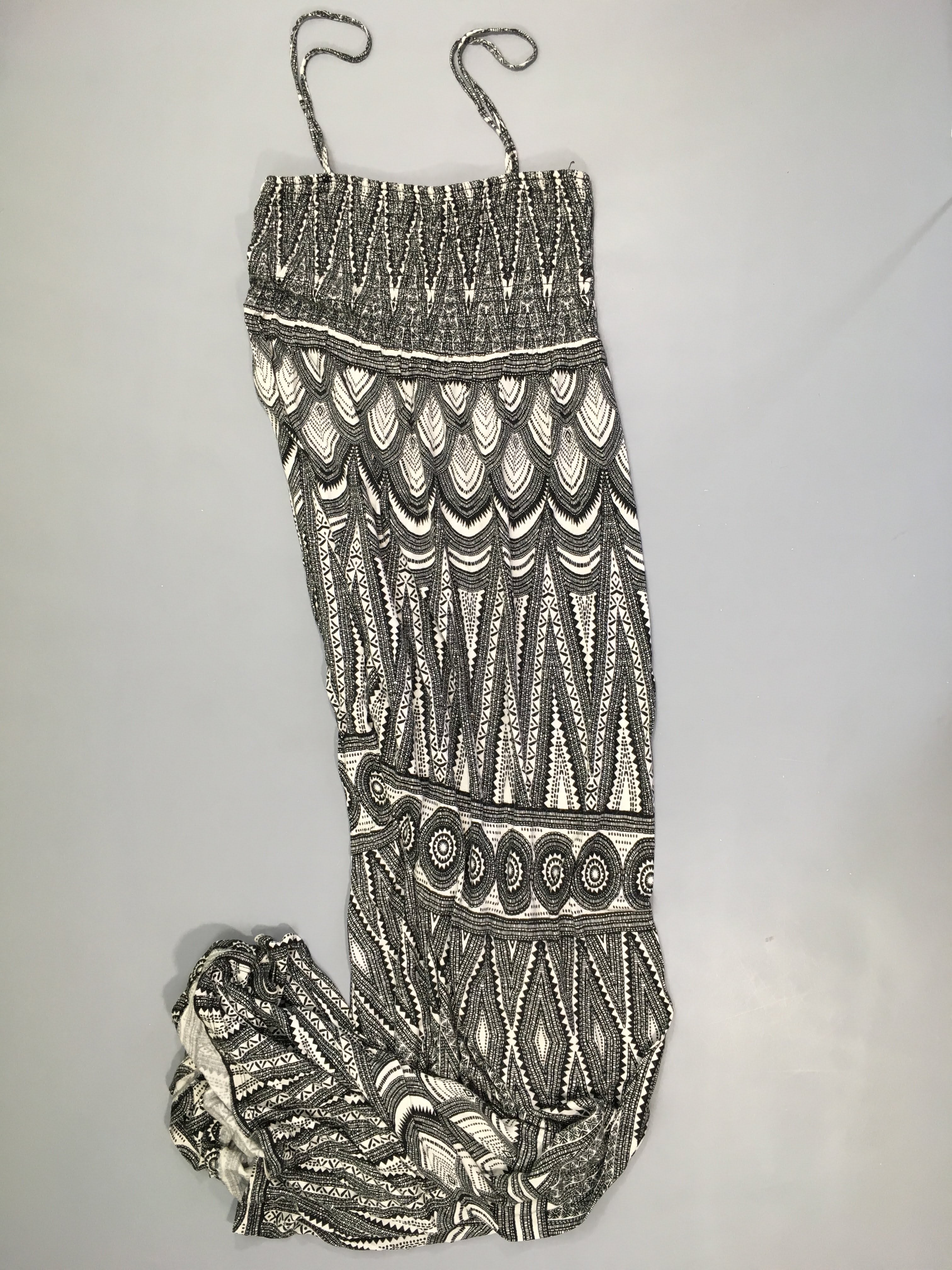 Robe fines bretelles jersey s.mockée motifs noir/blanc