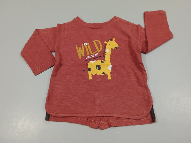 T-shirt m.l terracotta flammé, girafe "Wild", moins cher chez Petit Kiwi