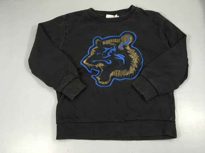 Sweat noir tigre brodé, moins cher chez Petit Kiwi
