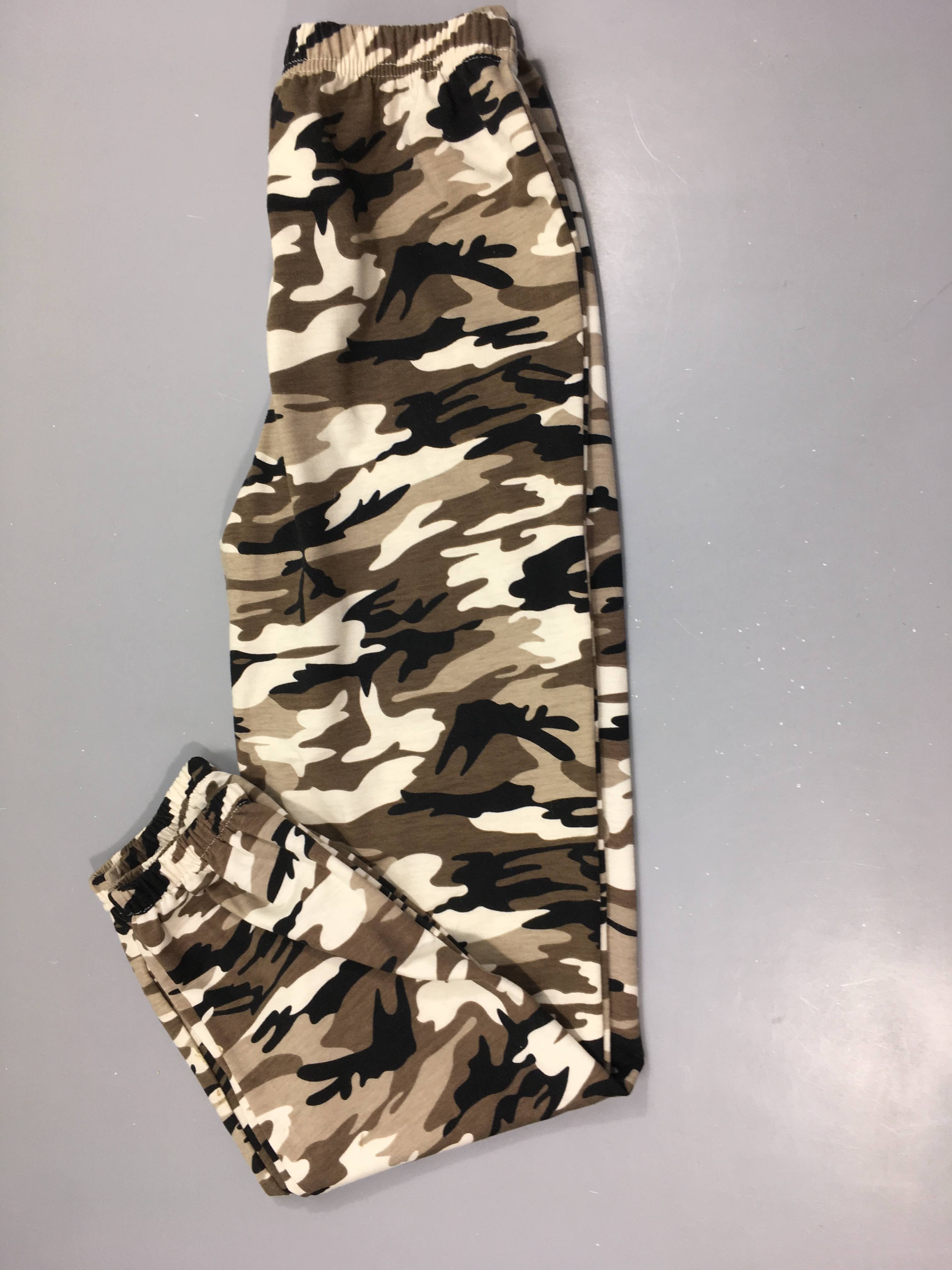 Pantalon molleton léger camouflage noir-taupe écru