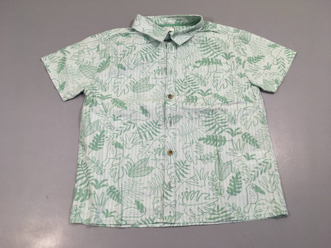 Chemise m.c bleu clair ligné feuillage, moins cher chez Petit Kiwi