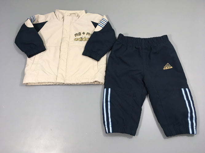 Training vintage 2pcs beige/bleu marine Me + My, un peu bouloché, moins cher chez Petit Kiwi