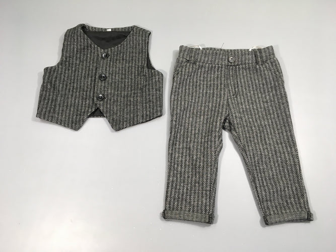 Gilet de costume + Pantalon molleton chevrons gris, moins cher chez Petit Kiwi