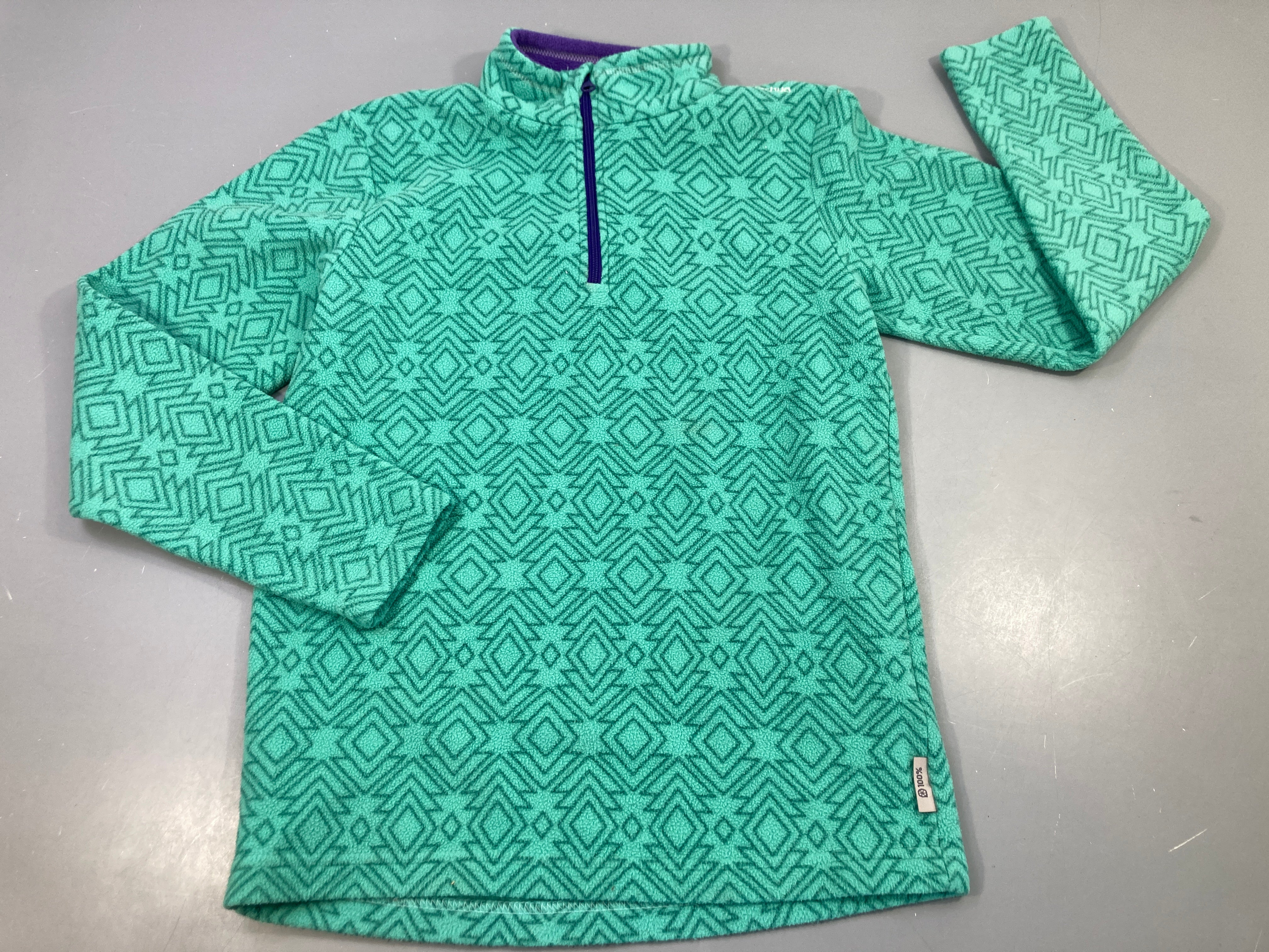 Polar turquoise à motifs géométrique, zip bleu