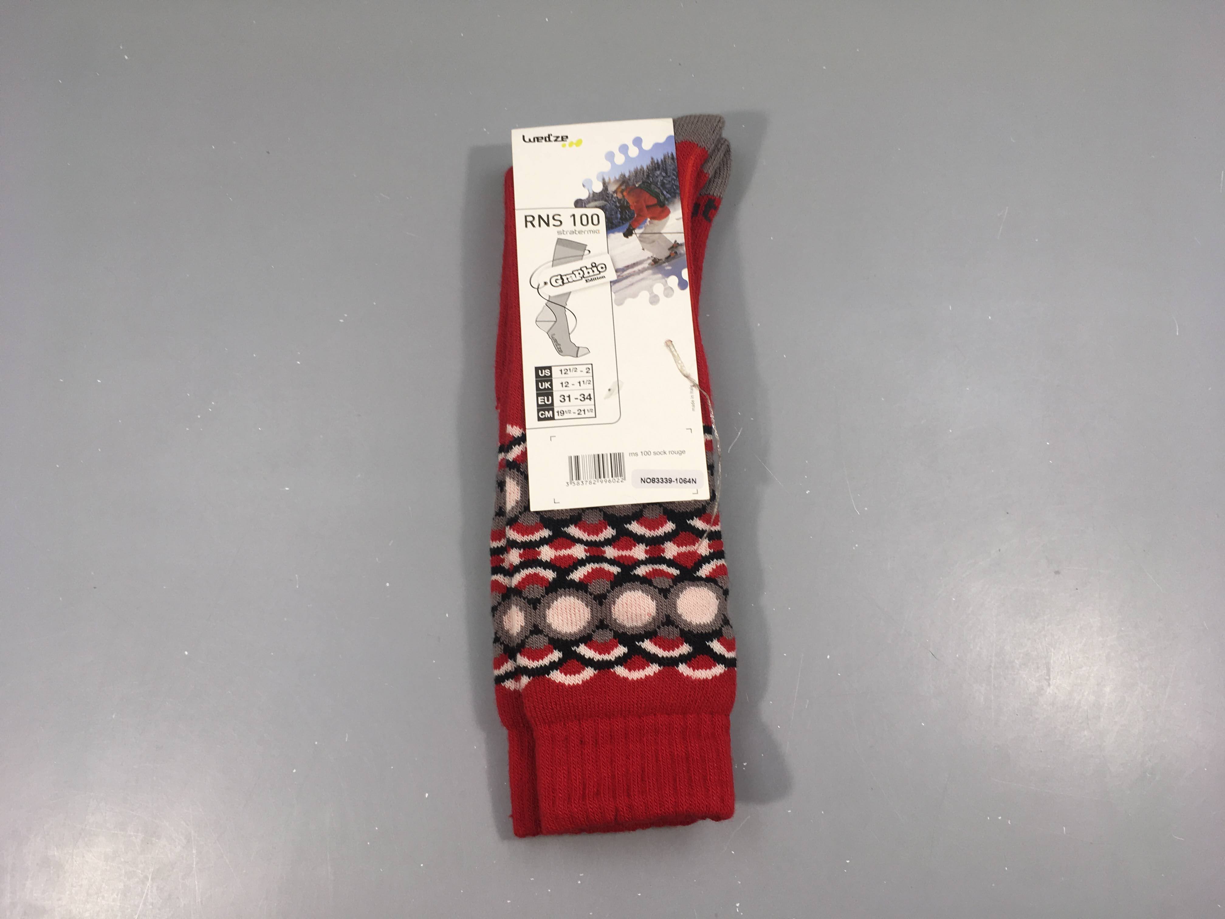 NEUF Chaussettes rouge, 24% laine, RNS100, 31-34
