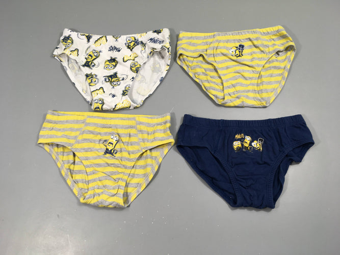 4 Slips Minions bleu/gris-jaune, moins cher chez Petit Kiwi