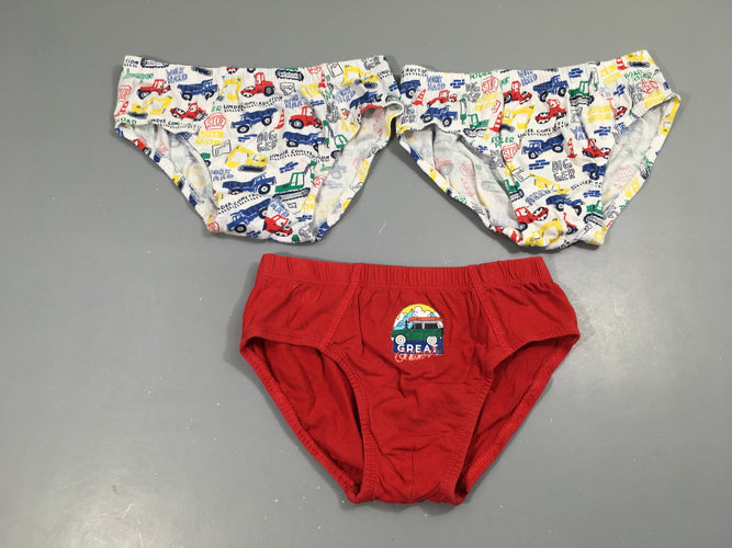 3 Slips rouges-blanc véhicules, moins cher chez Petit Kiwi