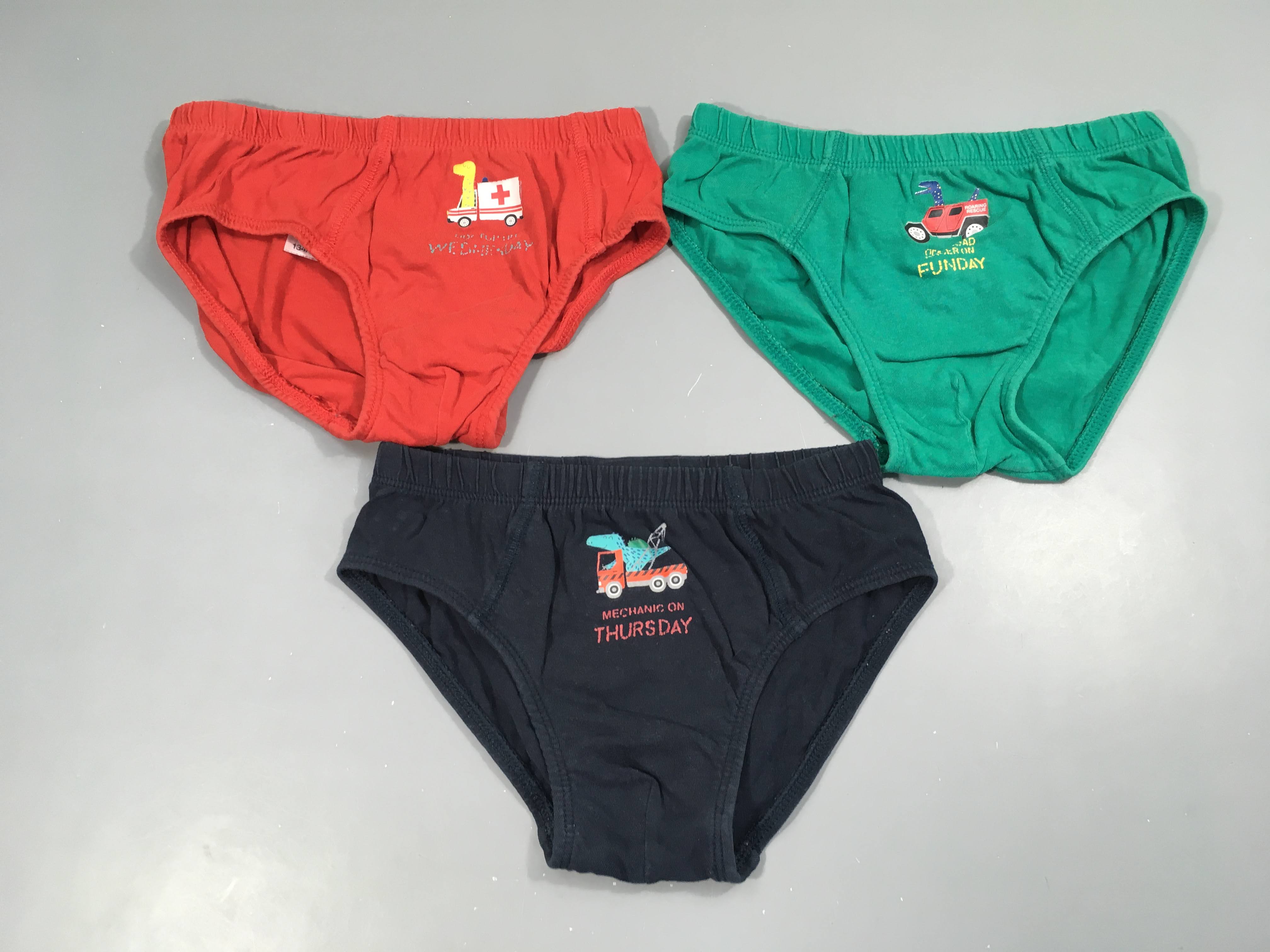 3 Slips bleu-vert-rouges véhicules