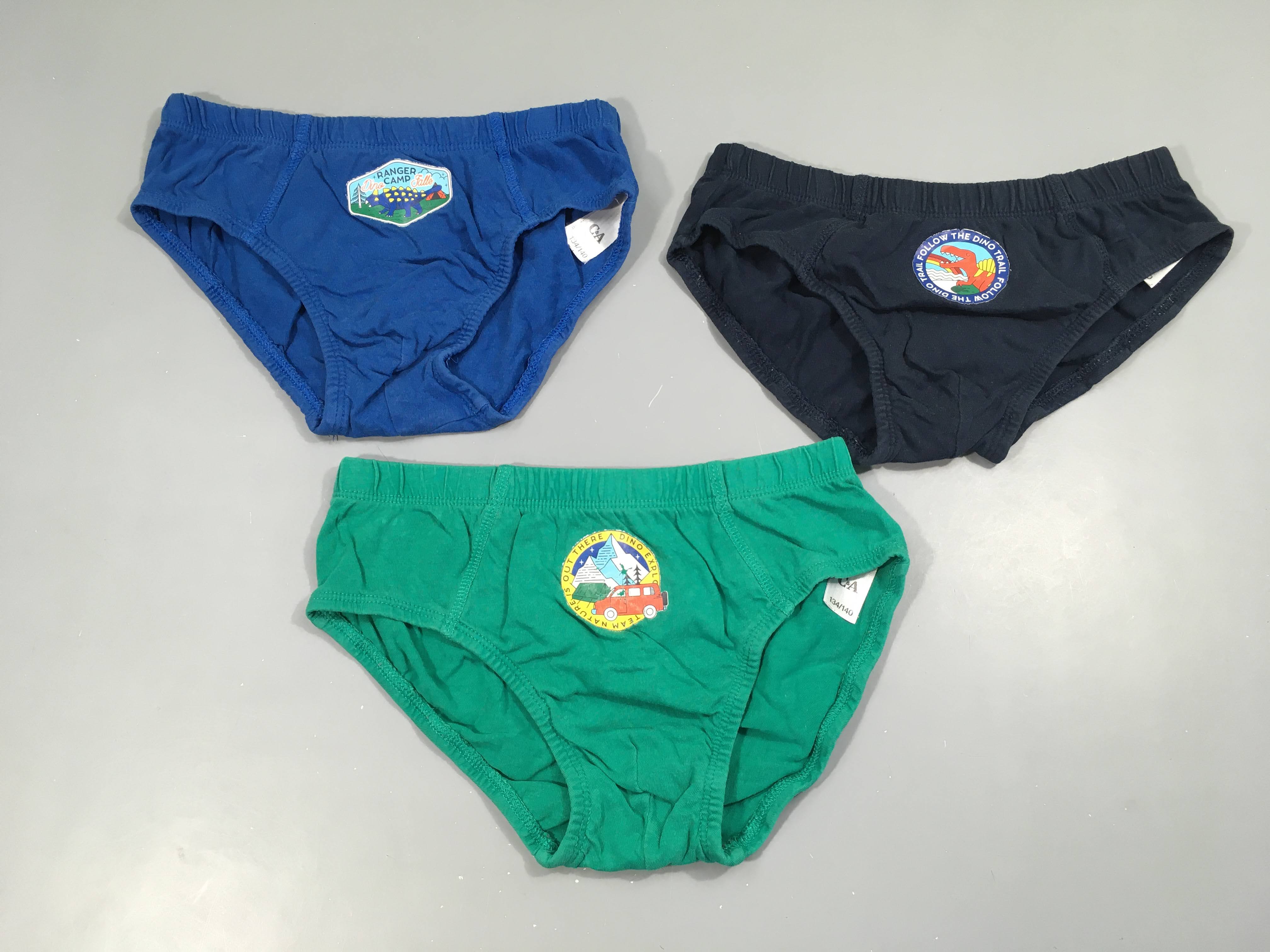 3 Slips bleu-bleu-vert dino/dino/véhicule