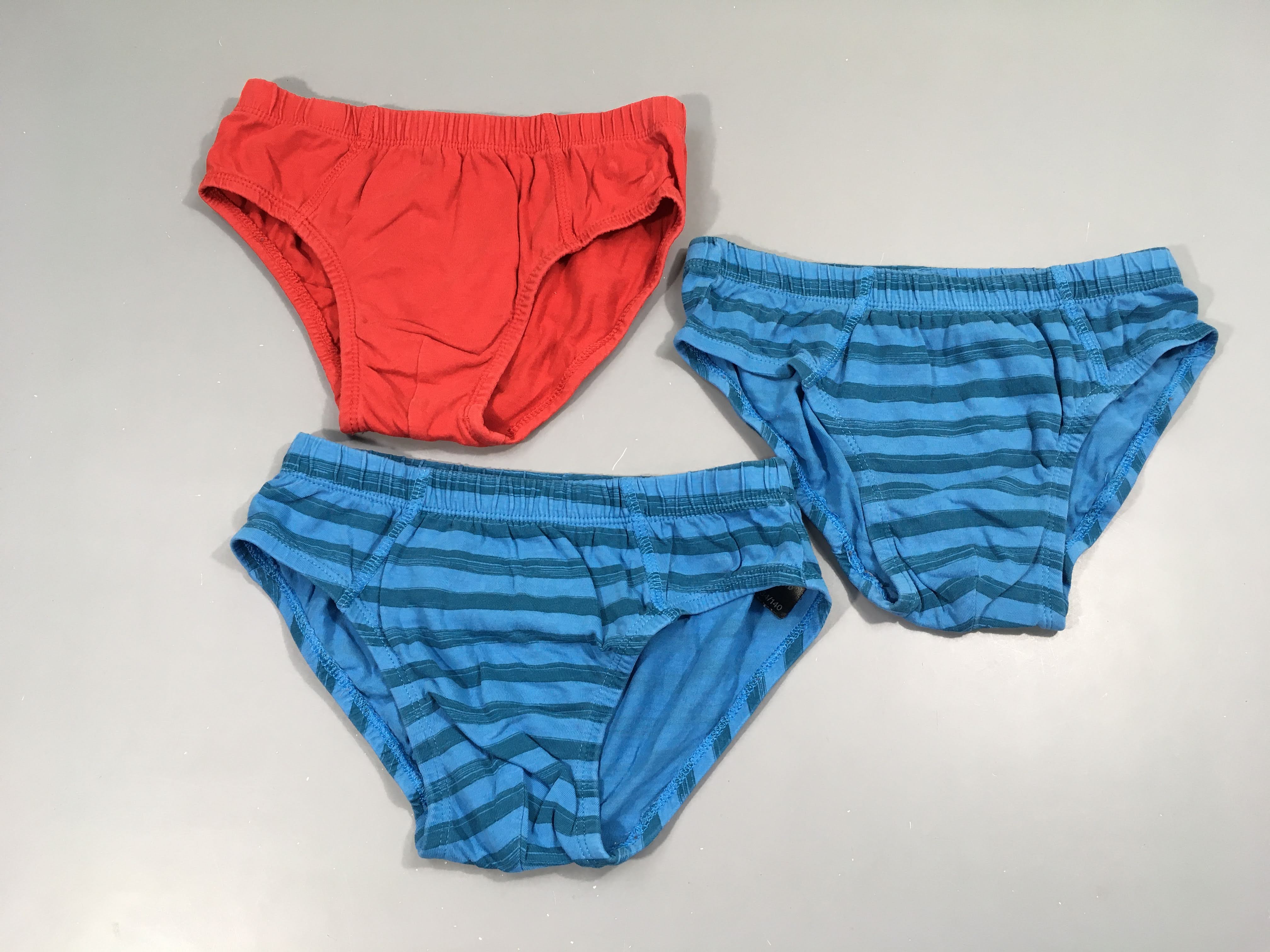 3 Slips bleu rayé /rouge