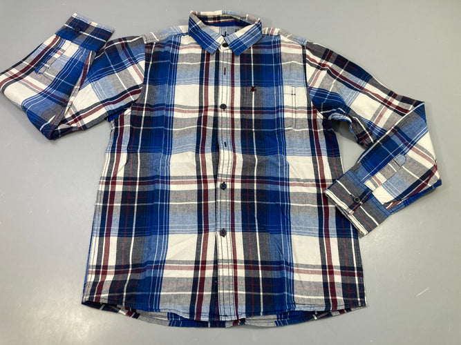 Chemise m.l Rebel à carreaux bleu, blanc, bordeau, moins cher chez Petit Kiwi