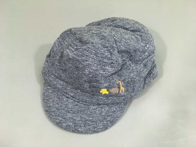 Casquette bleu chiné animaux, 41cm, moins cher chez Petit Kiwi