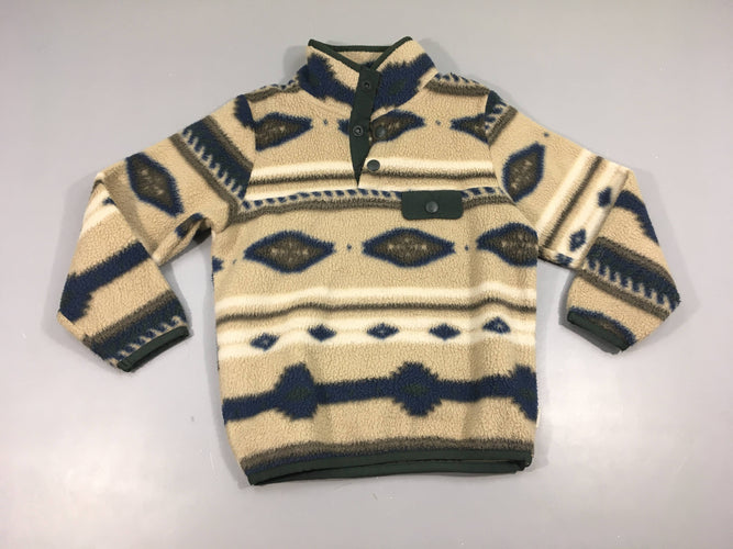 Polaire Ayacucho beige motifs bleu-vert fausse poche, moins cher chez Petit Kiwi