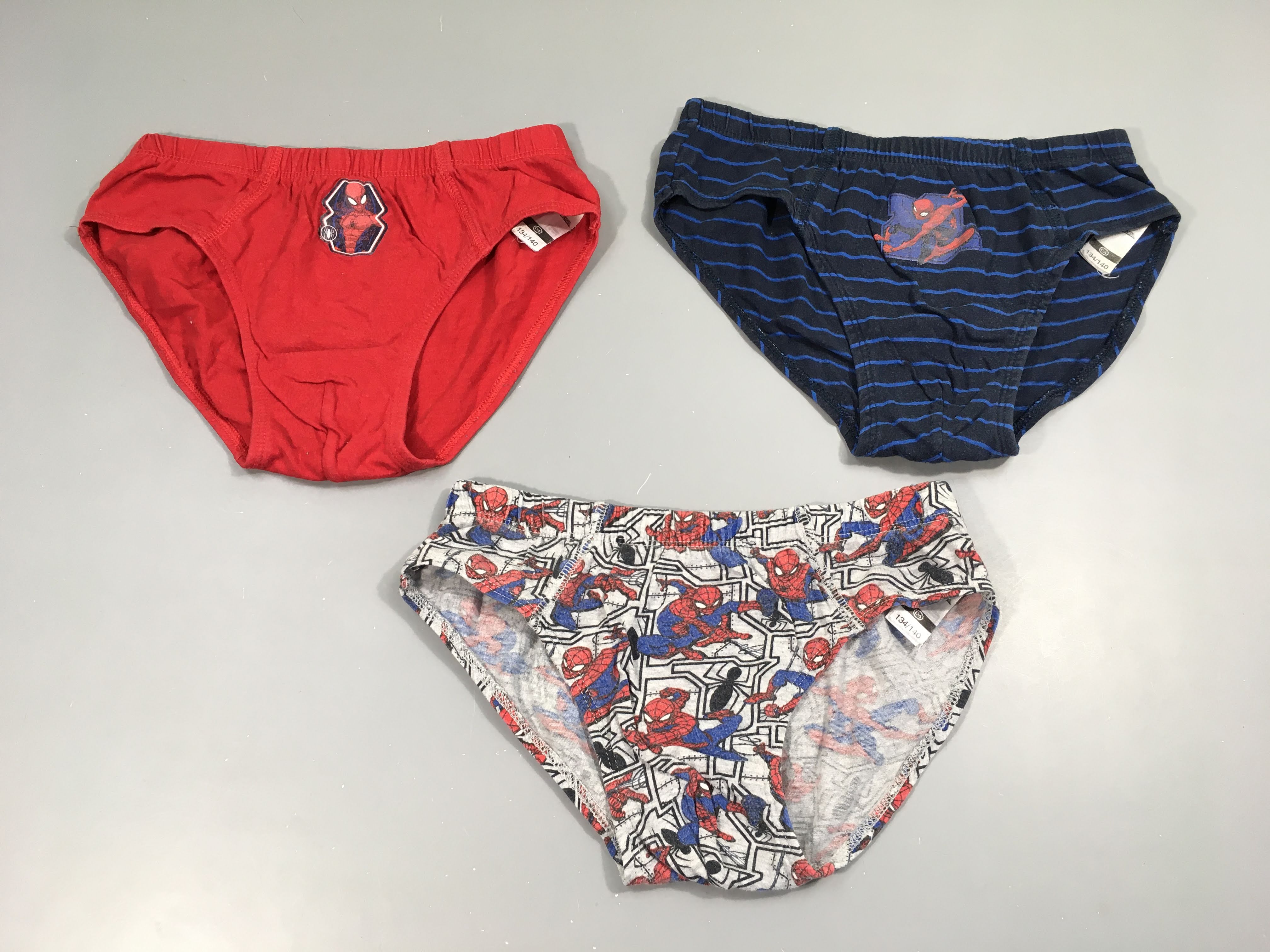 3 Slips rouge-bleu-gris Spideman
