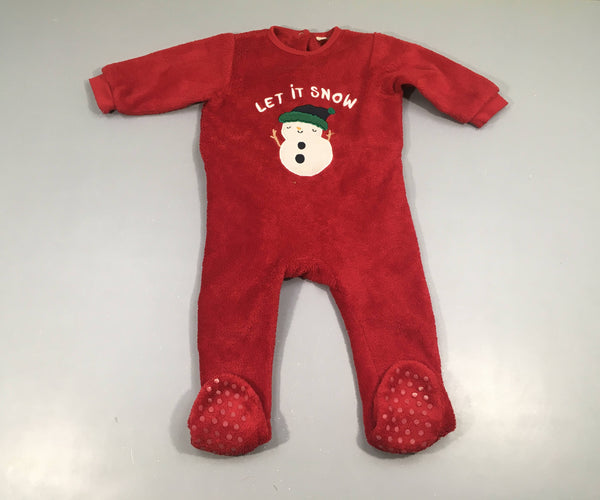 Pyjama velours rouge de Noël Let it snow, moins cher chez Petit Kiwi