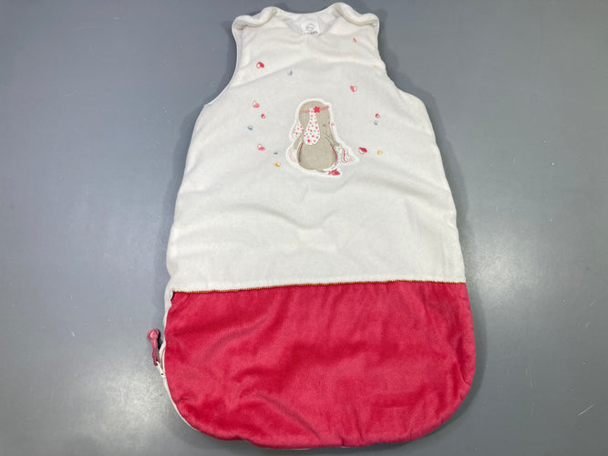 Sac de couchage s.m en velours blanc et rose, éléphant, moins cher chez Petit Kiwi