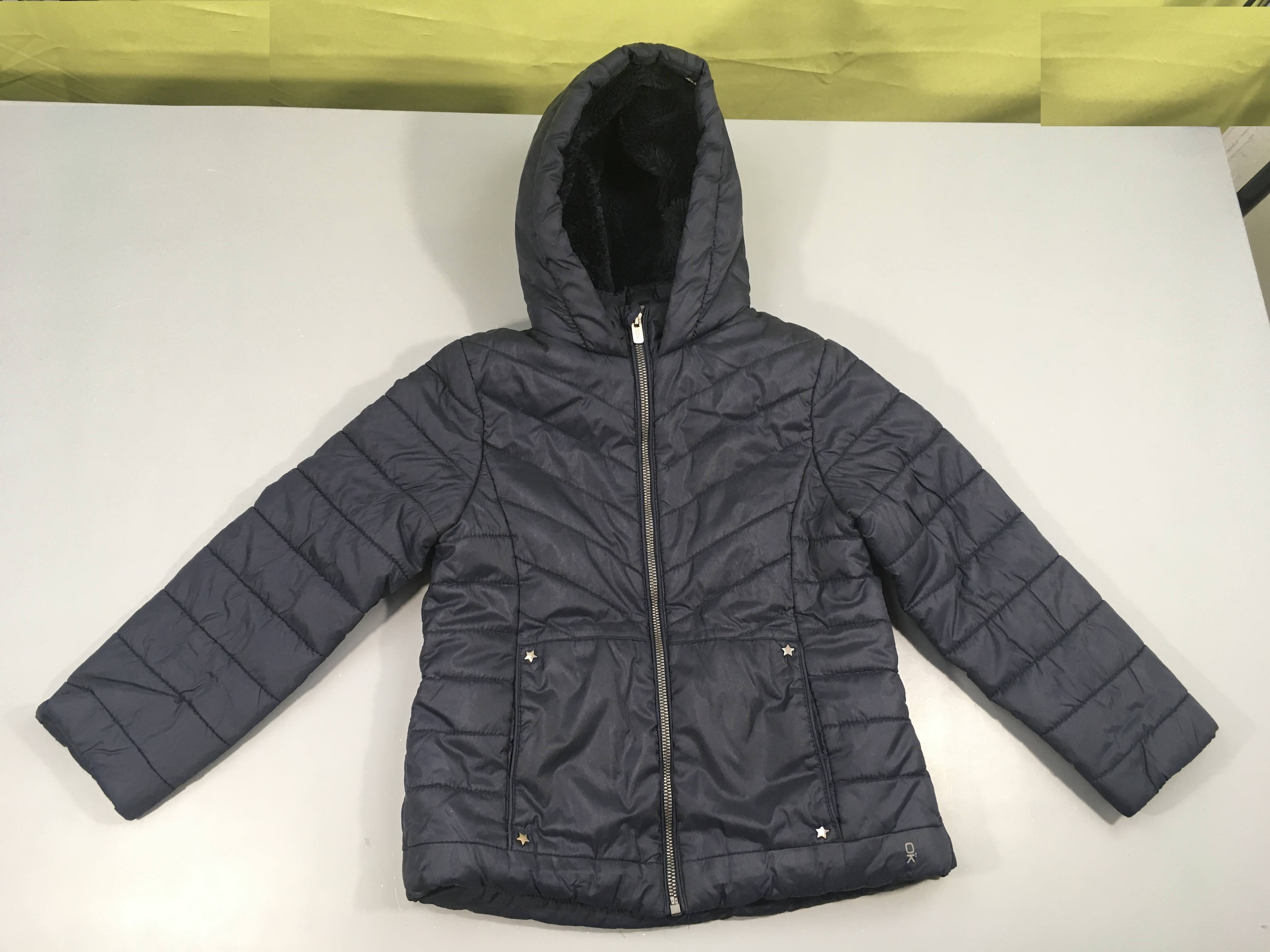 Doudoune bleu marine doublé velours à capuche