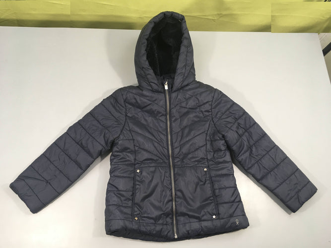 Doudoune bleu marine doublé velours à capuche, moins cher chez Petit Kiwi