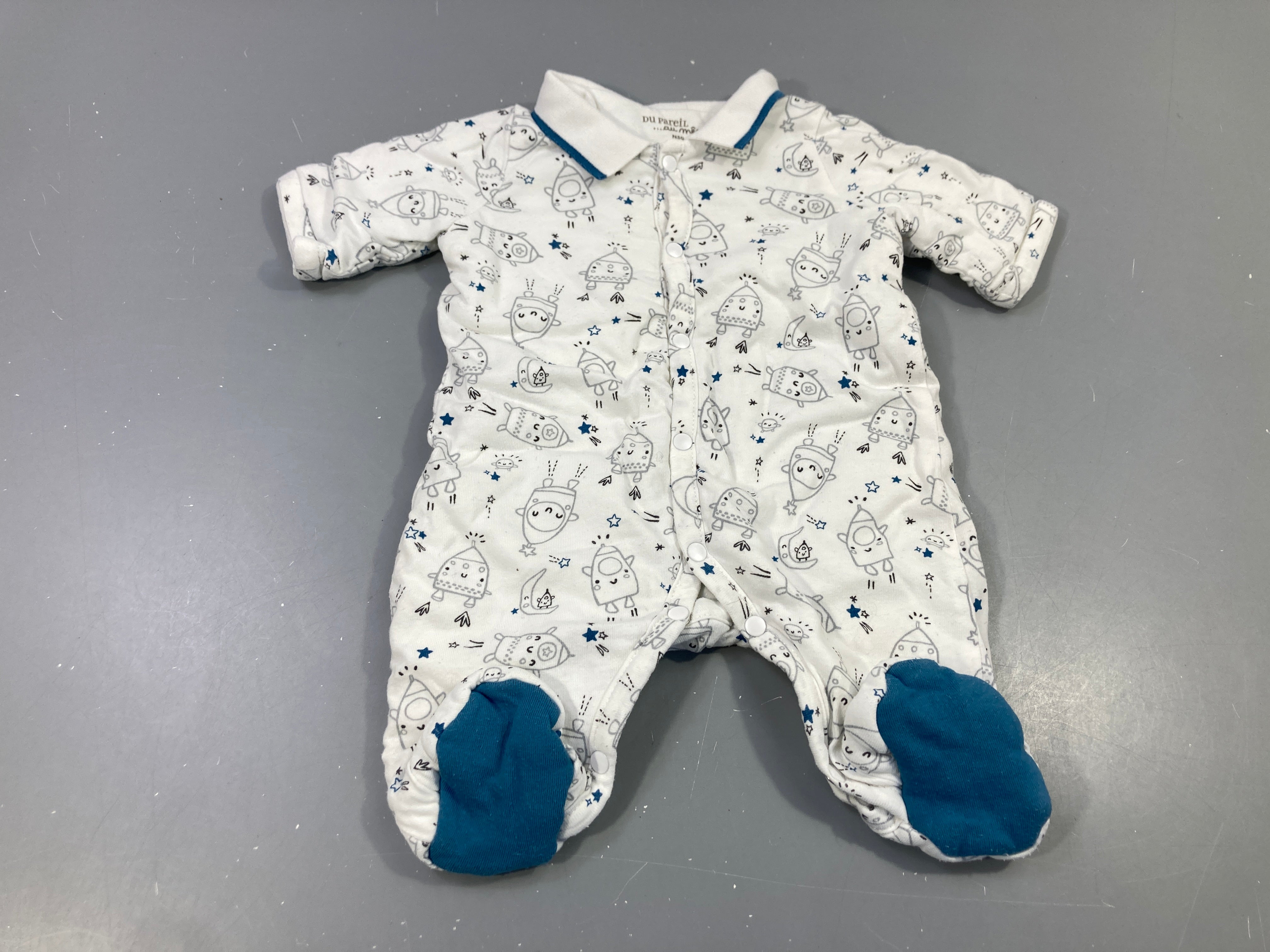 Pyjama blanc jersey ouatiné , imprimés fusées