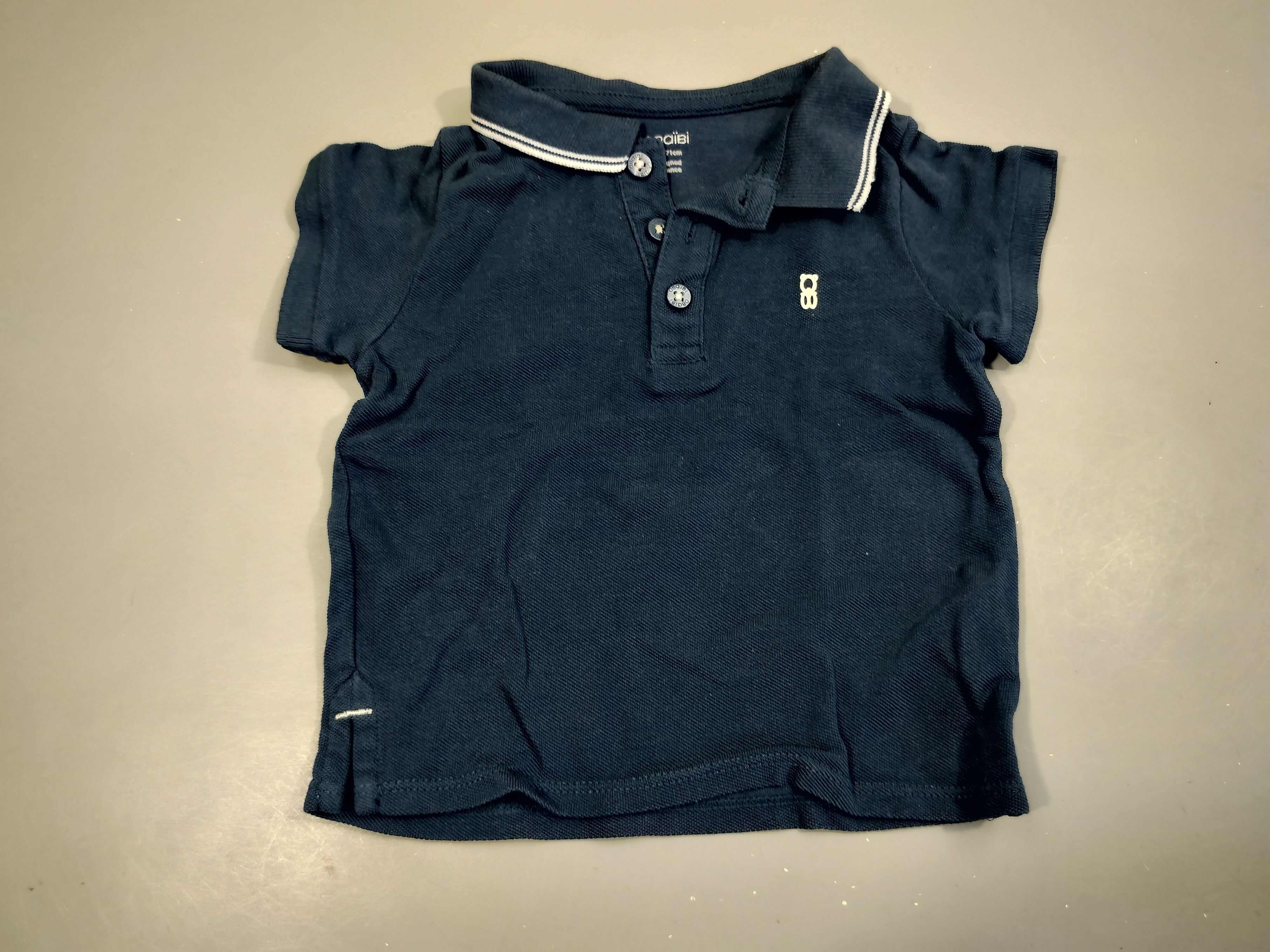 Polo m.c bleu marine , blanc  coton piqué 100% coton