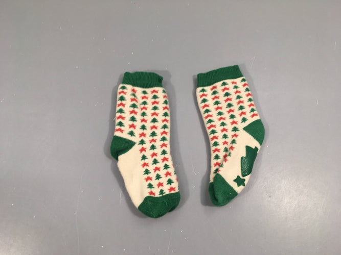 Paire de chaussettes écru rouge Joy Noël, moins cher chez Petit Kiwi