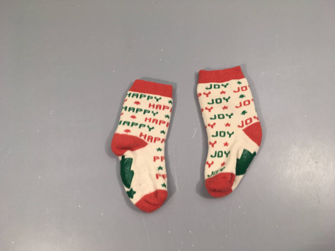 Paire de chaussettes écru vert Josapins Noël, moins cher chez Petit Kiwi