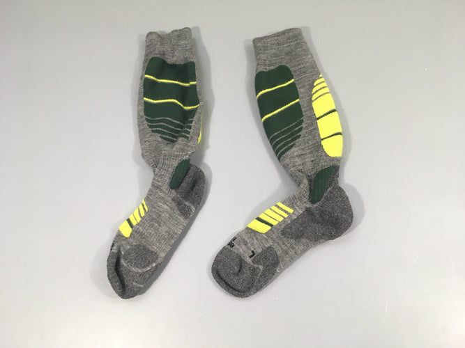 Chaussettes de ski gris/vert/jaune, 37-38, moins cher chez Petit Kiwi