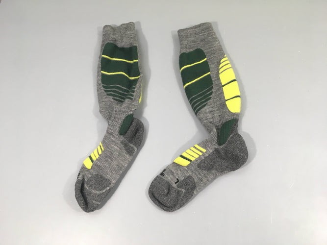 Chaussettes de ski gris/vert/jaune, 37-38, moins cher chez Petit Kiwi
