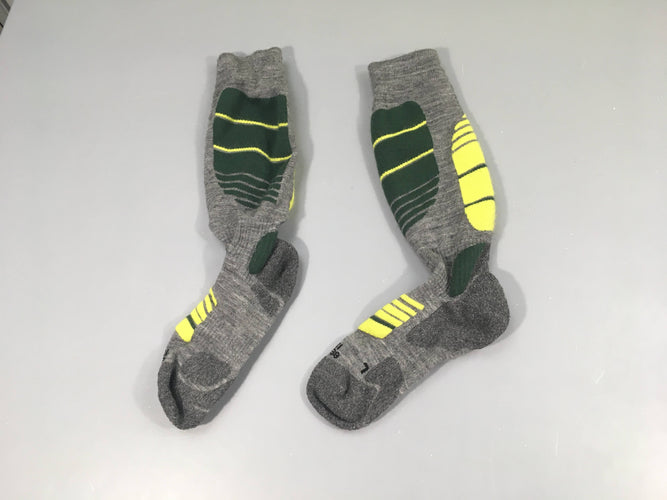 Chaussettes de ski gris/vert/jaune, 37-38, moins cher chez Petit Kiwi