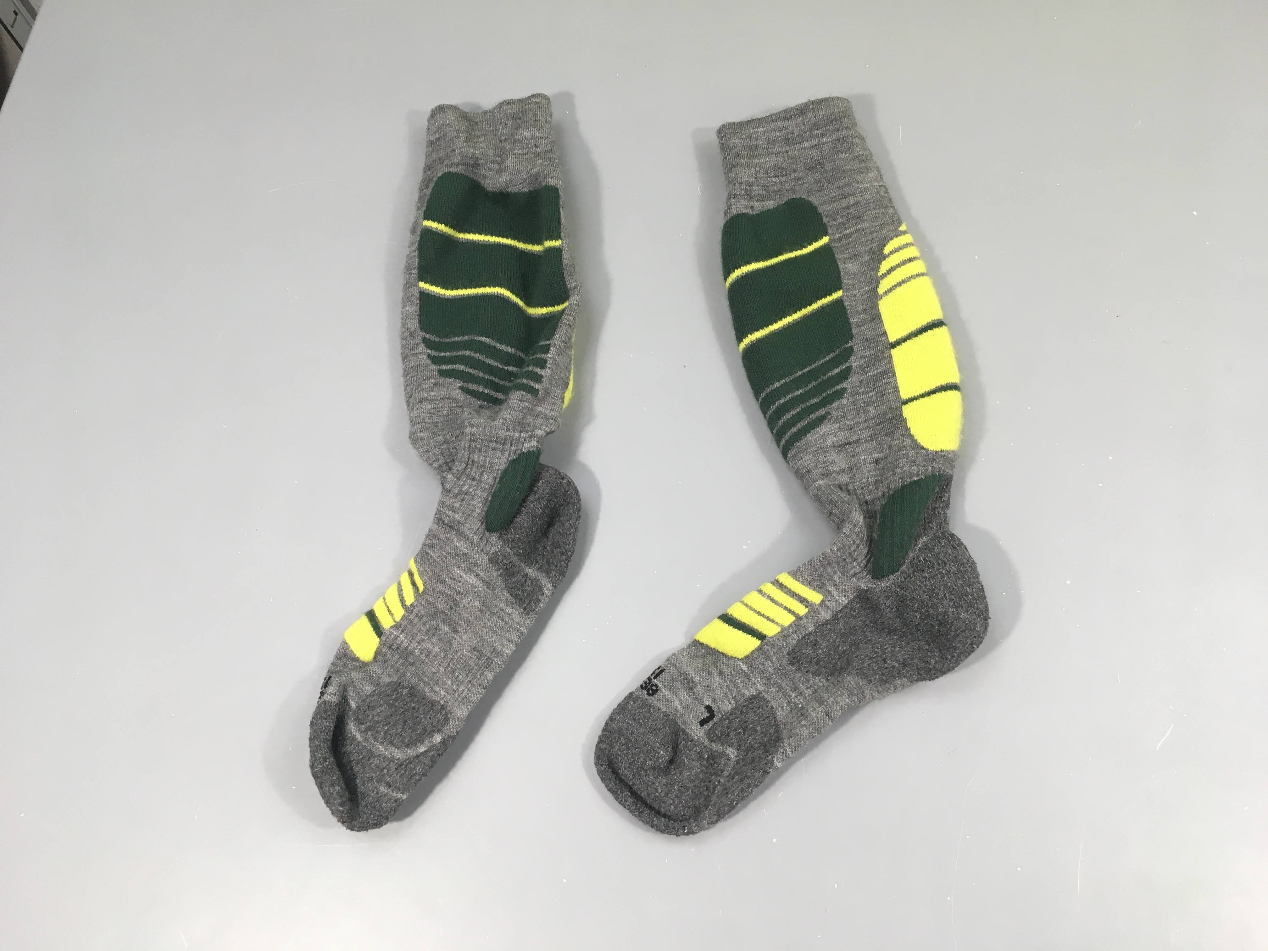 Chaussettes de ski gris/vert/jaune, 37-38