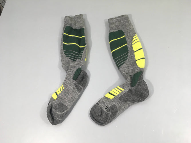 Chaussettes de ski gris/vert/jaune, 37-38, moins cher chez Petit Kiwi