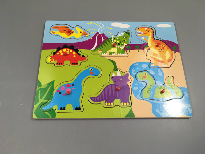 Planche en bois puzzle Dinosaures, moins cher chez Petit Kiwi