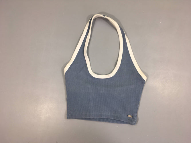 Top fines côtes bleu bord blanc Pull & Bear, moins cher chez Petit Kiwi