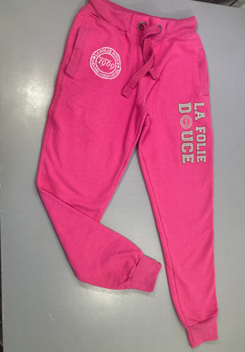 Pantalon molleton rose La folie Douce, moins cher chez Petit Kiwi