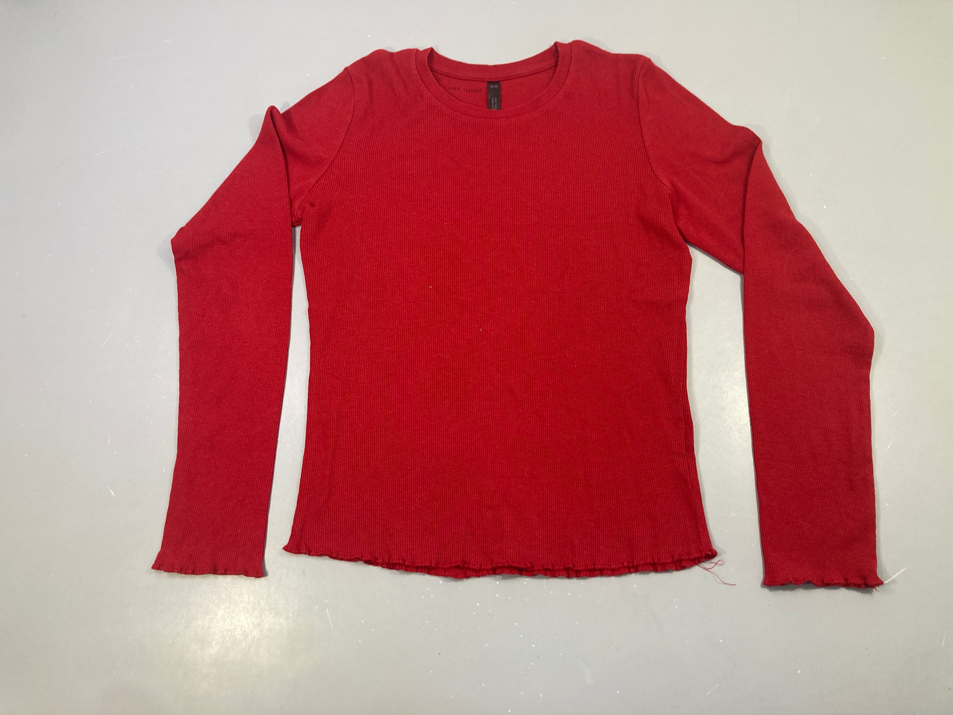 T-shirt m.l finement côtelé rouge