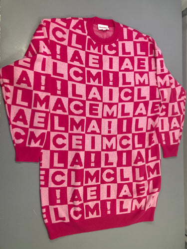 Robe pull à carreaux rose Camille, moins cher chez Petit Kiwi