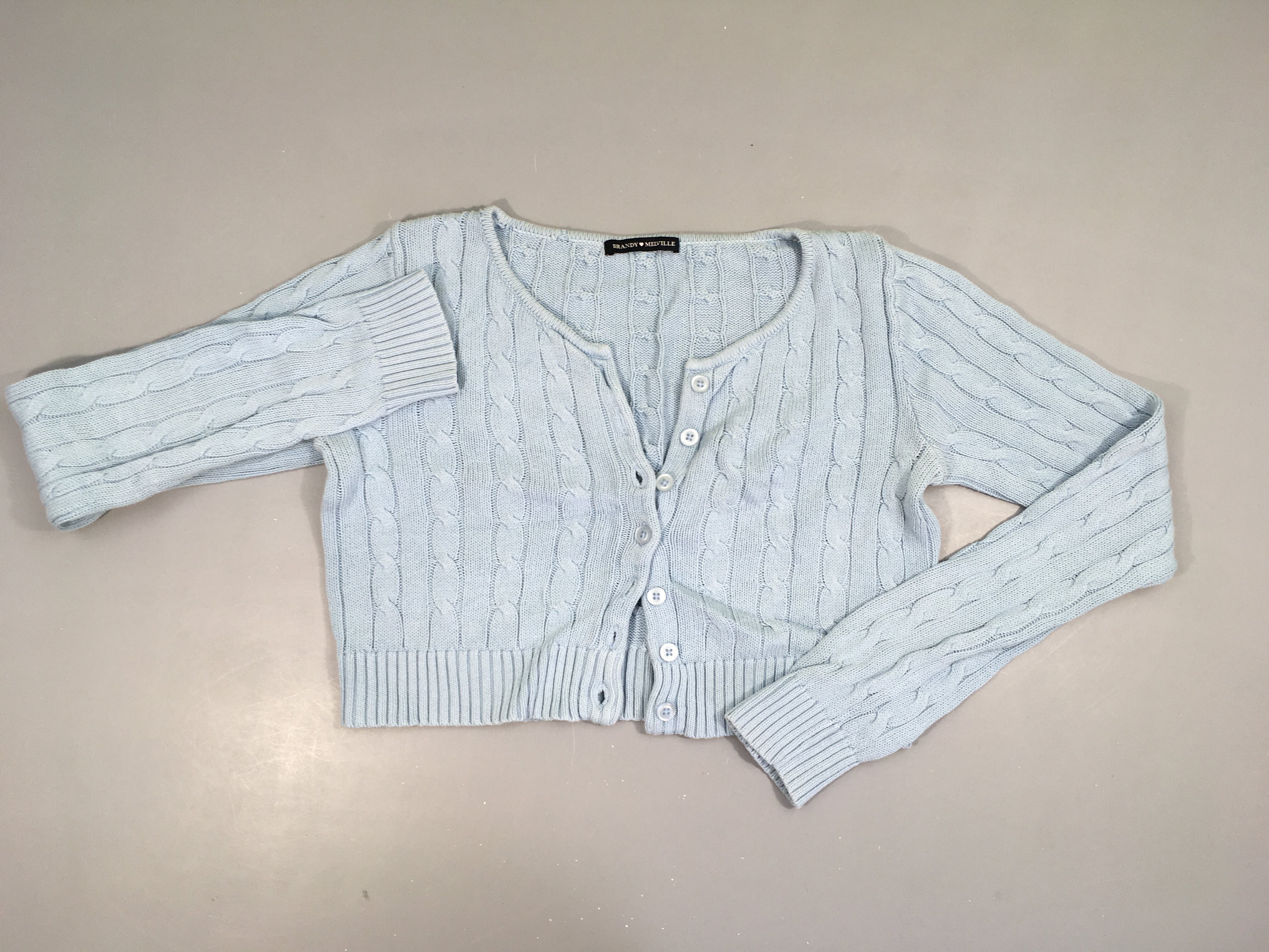 Gilet cropped mailles bleu clair