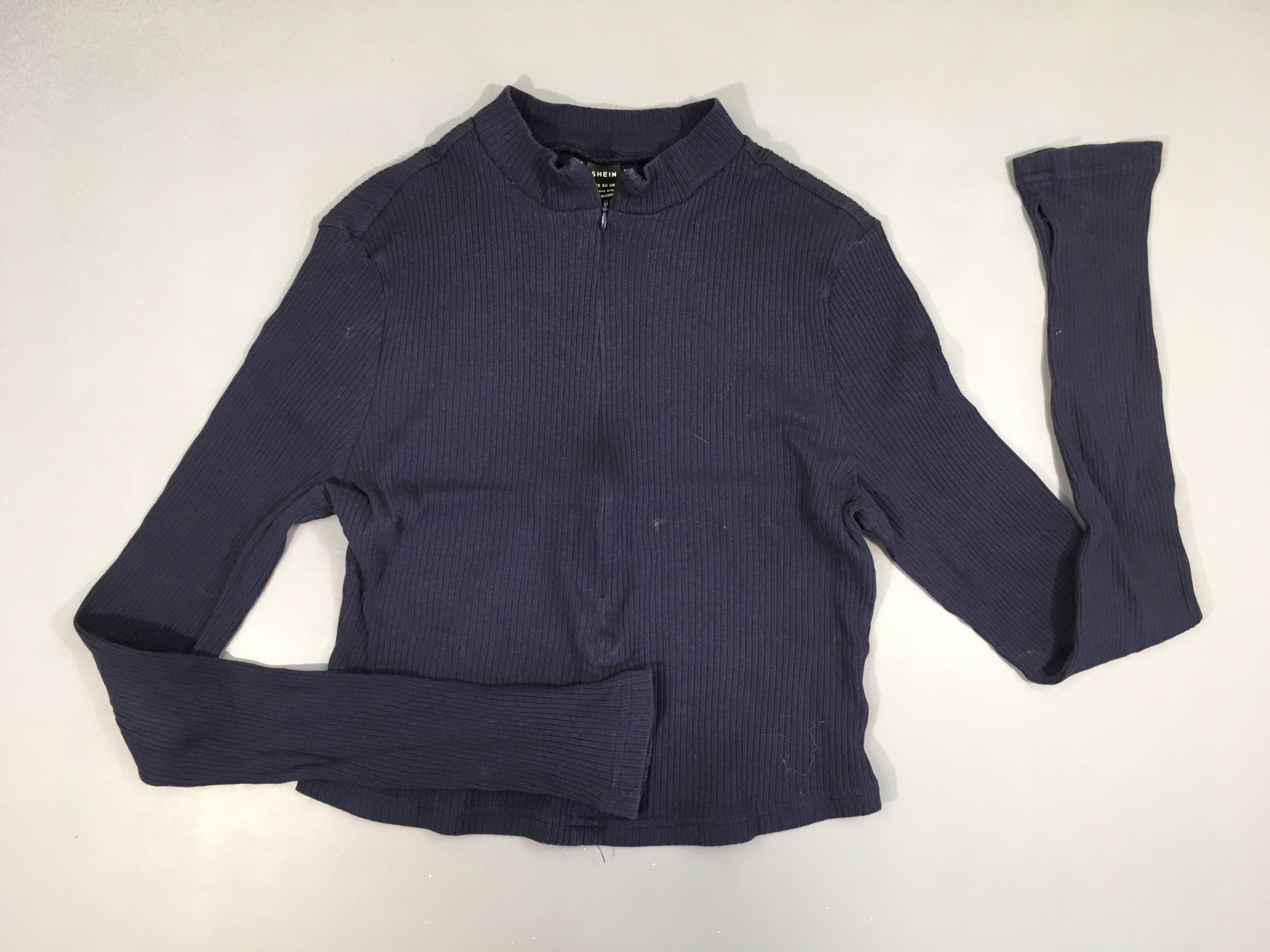 T-shirt m.l bleu foncé zippé col-espaces prévus pour les pouces