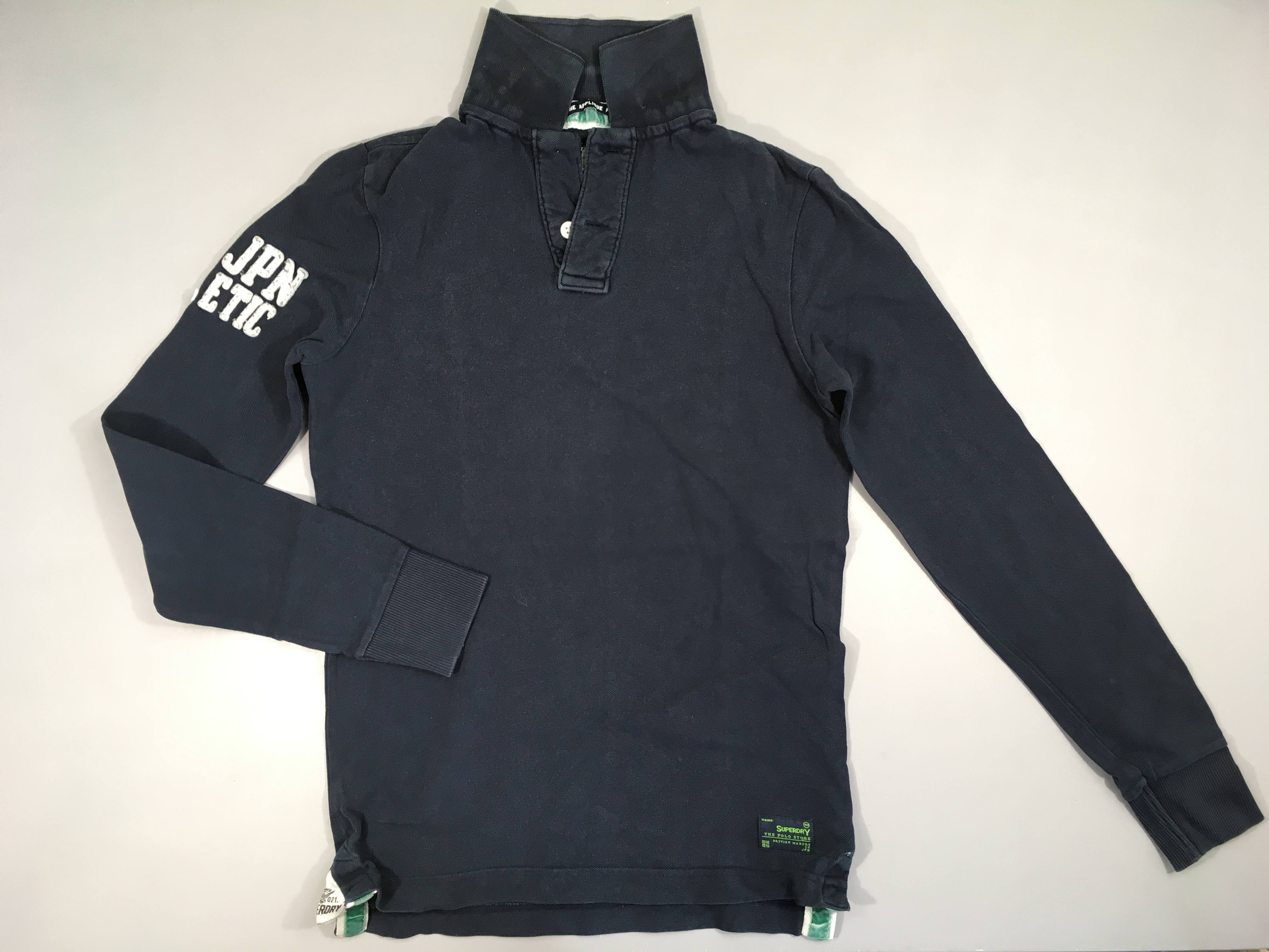 Polo ml bleu foncé-légèrement délavé