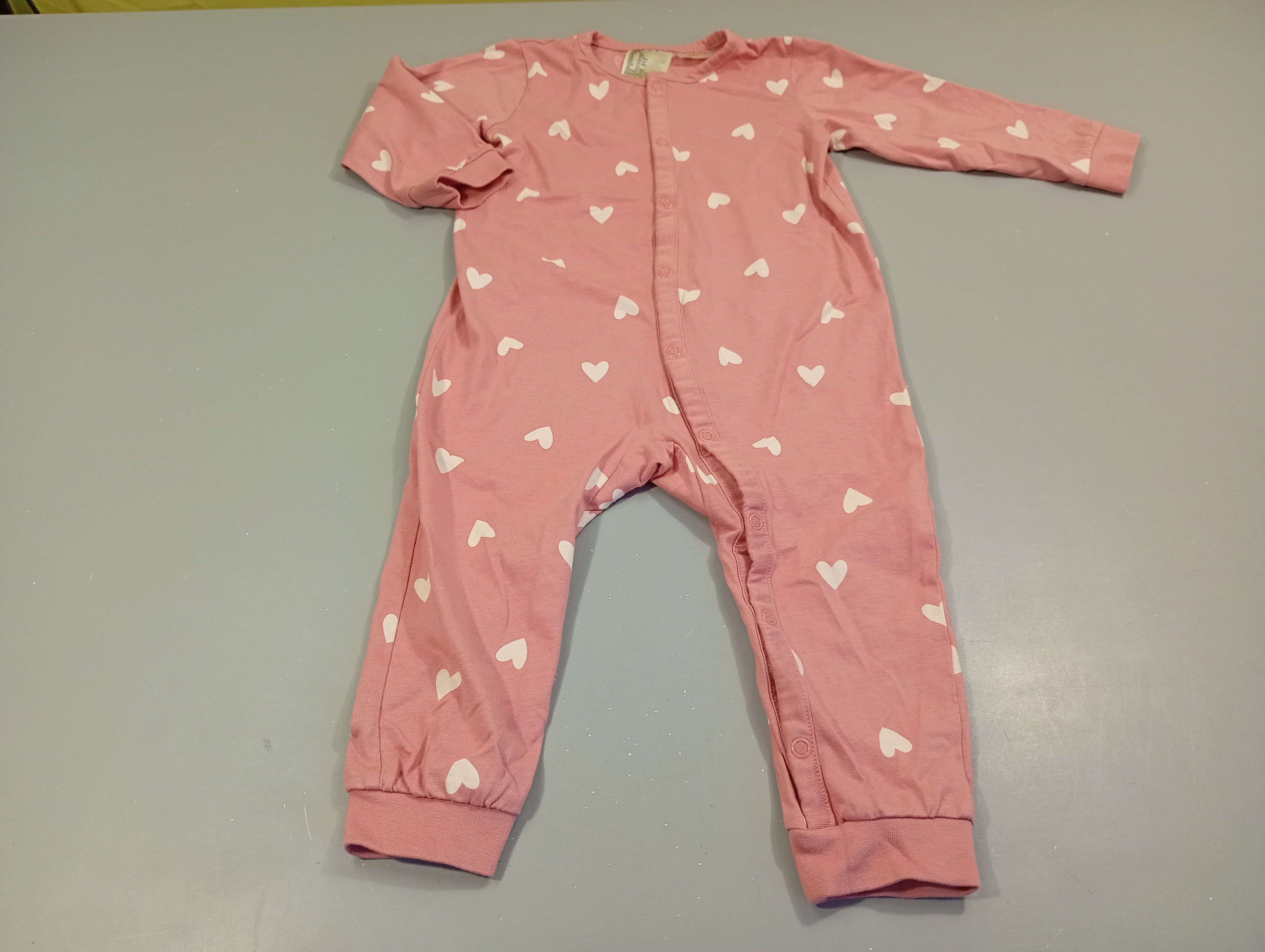 Pyjama jersey rose coeurs blancs